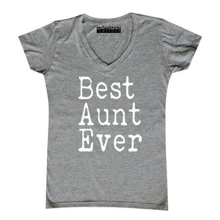 P&B Best Aunt Ever Women's V-neck, Heather Gray, (Best Place For Womens Suits)