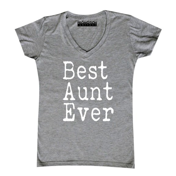P&B Best Aunt Ever Women's V-neck, Heather Gray, XL