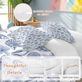 thumbnail image 3 of Blue Coastal Bedding 3 Piece Duvet Cover Set California King, Shell Floral Ocean Retro Soft Microfiber Comforter Cover with Zipper Closure & Pillowcases, Wrinkle & FadeResistant Quilt Cover, 3 of 9