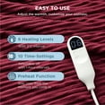 thumbnail image 6 of Cozy Comfort Electric Blanket Heated Throw - Soft Ribbed Flannel Heated Blanket, Fast Heating Electric Throw with 6 Heating Levels & 4 Time Settings, 3 Hours Auto-Off (50x60 inches, Burgundy), 6 of 7
