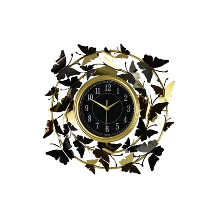 22 Round Gold and Silver Butterfly Wall Clock