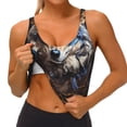 thumbnail image 3 of Picia Vintage Blue Floral Wolf Sports Bra for Women,Padded Strappy Sports Bras Medium Support Yoga Bra with Removable Cups,Running Yoga Bra-XX-Large, 3 of 9