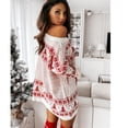 thumbnail image 2 of Suéter de punto de otoño e invierno para mujer, vestido de manga larga de punto suelto de jacquard navideño, 2 of 5