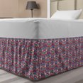 thumbnail image 1 of African Bed Skirt, Native Funky Traditional Art Patterns Bohemian Zigzag Motifs, Elastic Bedskirt Dust Ruffle Wrap Around for Bedding Decor, 4 Sizes, Purple Aqua and Burnt Sienna, by Ambesonne, 1 of 2