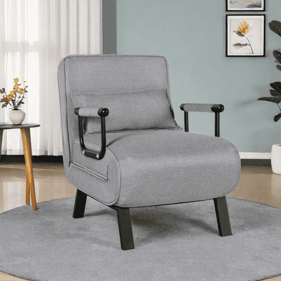 MIDODO Sleeper Chair Bed, 5 in 1 Convertible Sofa Bed with 5-Position Adjustable Backrest & Pillow Floor Single Futon Chairs