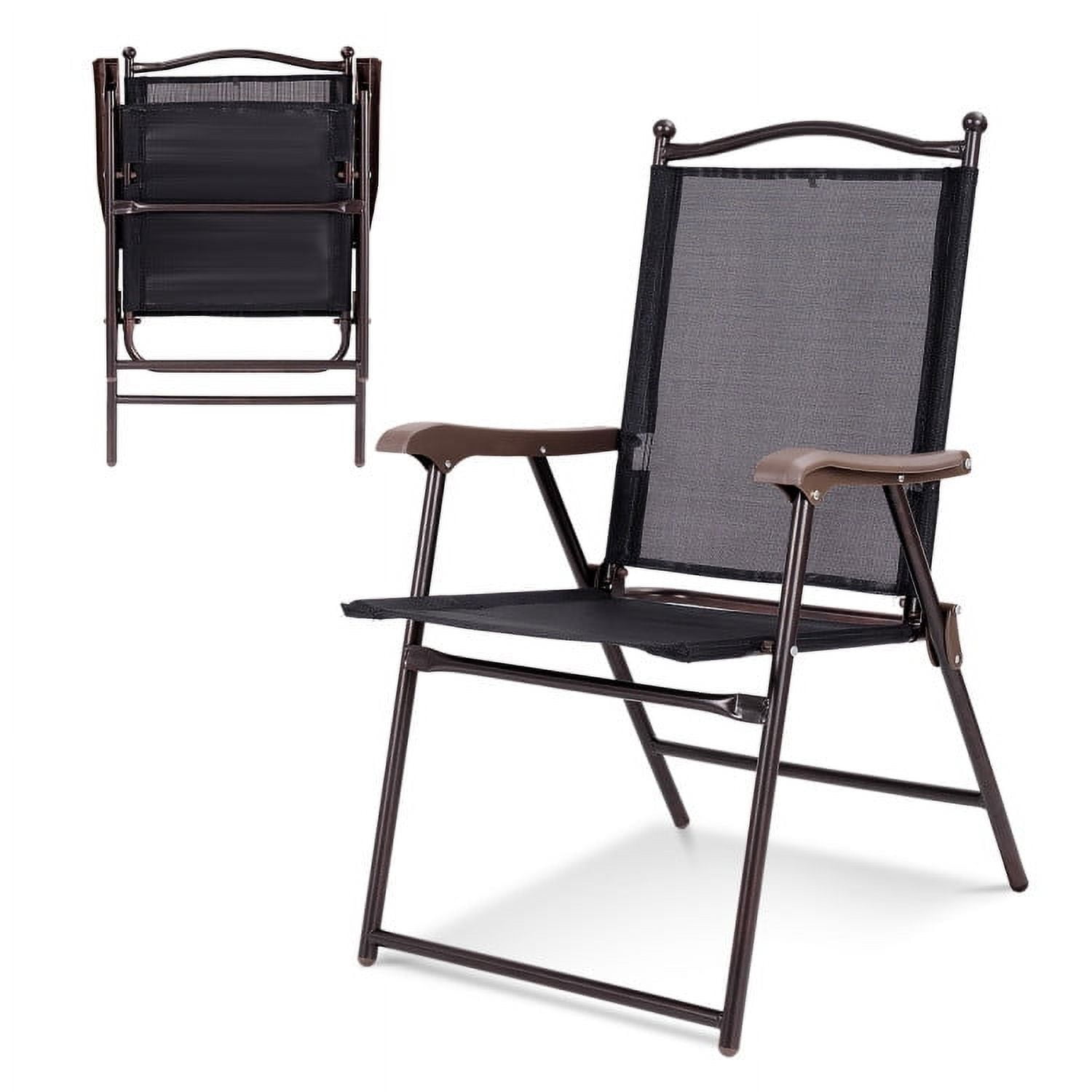 Aimee Lii Set of 2 Patio Folding Sling Back Camping Deck Chairs, Outdoor Patio Set, Black