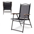 thumbnail image 4 of GVN Set of 2 Patio Folding Sling Back Camping Deck Chairs-Black, Outdoor Furniture Chairs for Backyard, Porch, Garden, Poolside, 4 of 7