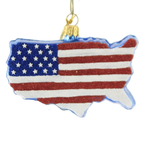 Holiday Ornament Flag Striped Usa Glass Patriotic 4Th July America 1612P