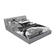 thumbnail image 2 of Ambesonne Black and White Fitted Sheet & Pillow Sham Set, Eiffel Tower View, Queen, Blue Grey, 2 of 2