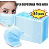 Disposable 3-Ply Face Massk Antiviral Medical Surgical Massk with Earloop Polypropylene Massks for Personal Health - 50 Pieces (Blue)