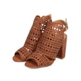 thumbnail image 5 of New Women Qupid Chester-32 Nubuck Peep Toe Perforated Block Heel Mule, 5 of 6