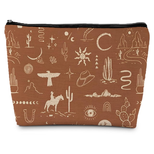 Bolsa de maquillaje Supwhd Vintage Western Cosmetic Bag para mujer