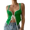 thumbnail image 1 of Coduop Women Sleeveless Slim Crop Tank Top Pleated Bustier Strappy Cropped Vest, 1 of 6