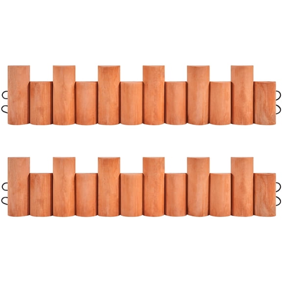 Renwick Outdoor Wooden Landscape Short Fence for Decorative Yard Patio, Set of 2, Brown