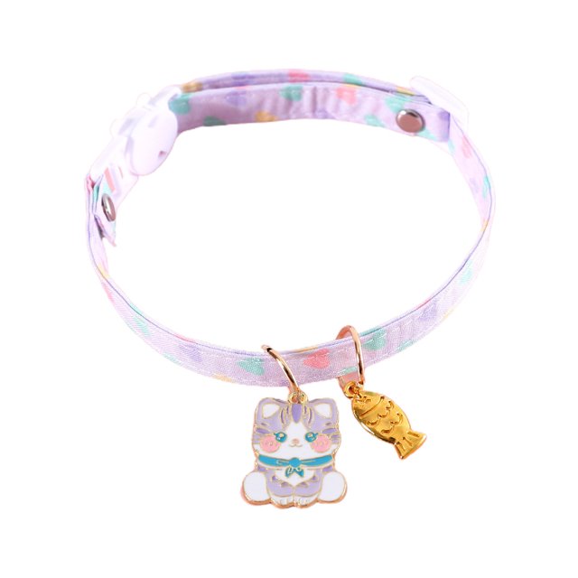 CSChome Pet Collar Pet Collar Fish Dog Bone Cartoon Pendant Two Layers Adjustable Cute Neck Strap Daily Collocation