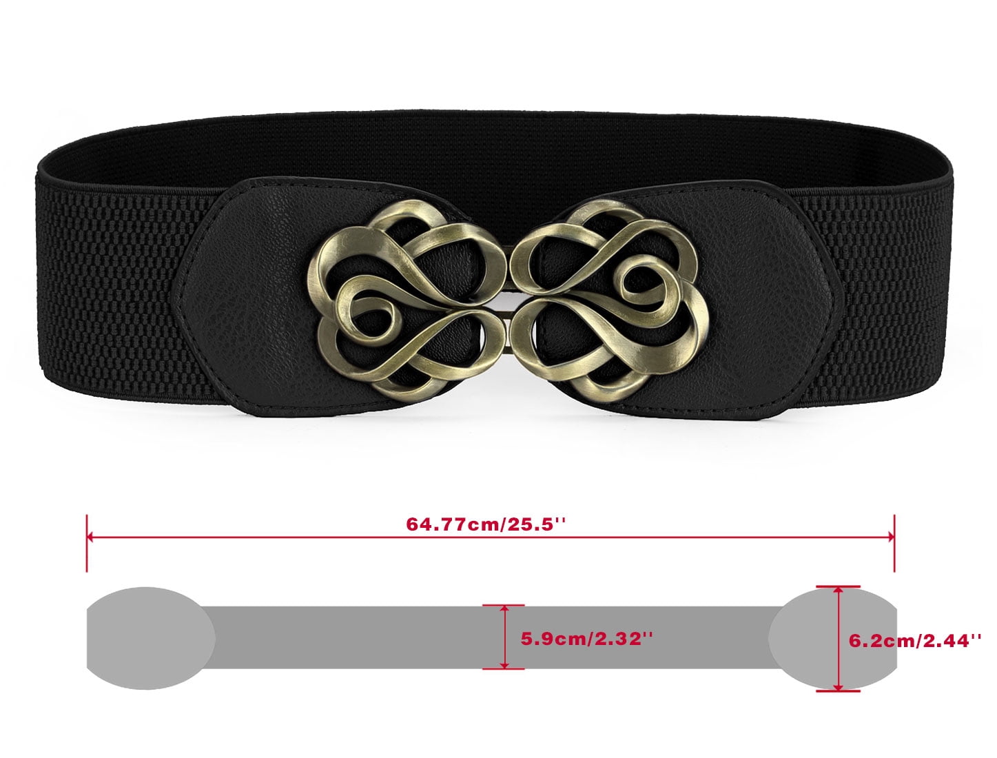 Unique Bargains Stretchy Faux Leather Buckle Part Waistband Cinch Belt for Lady