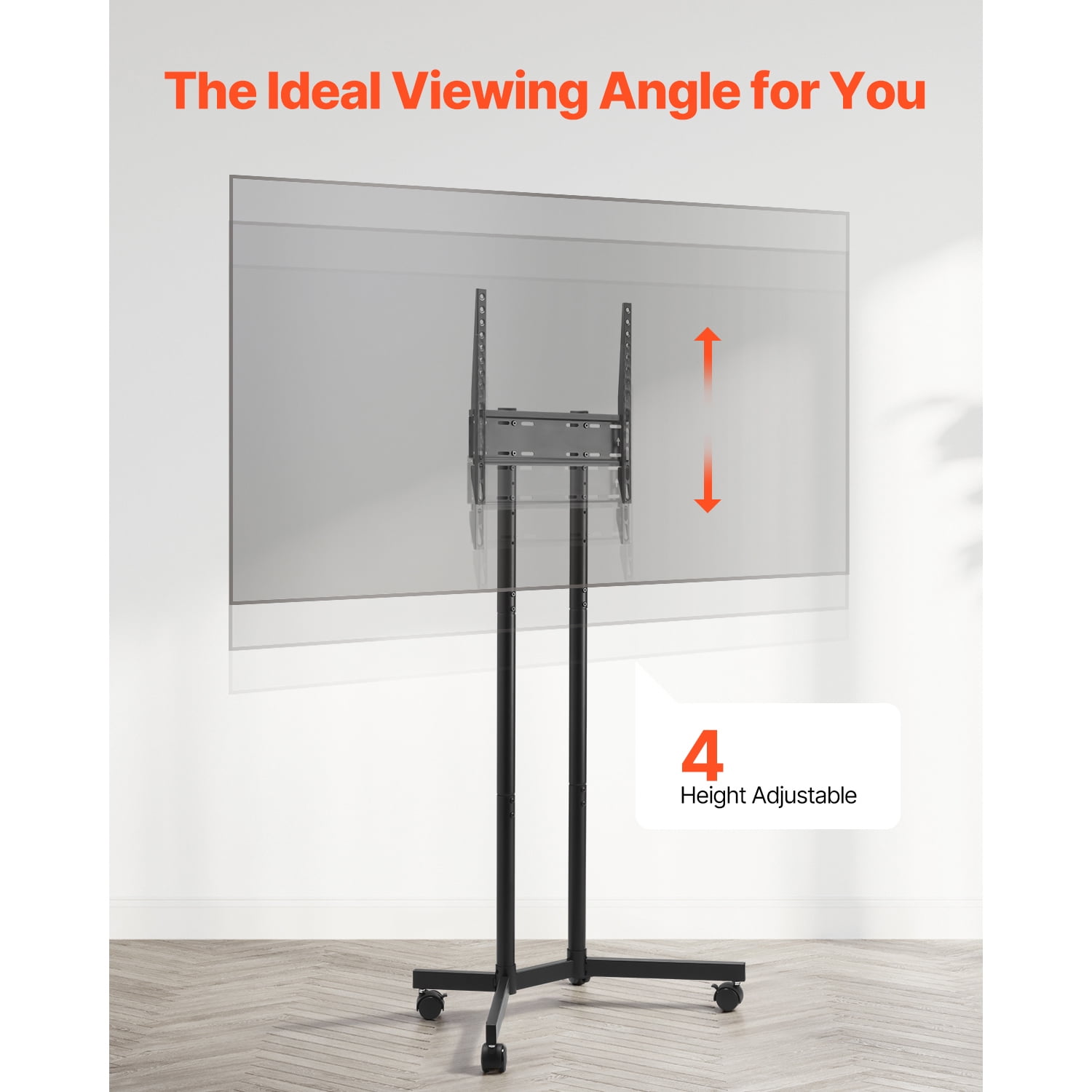 KFFKFF Mobile Television Stand, Sturdy TV Mount for 32-65 Inch, Height Adjustable TV base with Casters, Support up to 88 lbs, Ideal for Lounge, Bedroom, Workplace, Outdoor