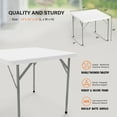 thumbnail image 2 of UBesGoo Protable 34in Folding Table,  Square Full Table Top Plastic Table with Foldable Legs for Outdoor Indoor Kitchen Party Wedding Commercial Event, White, 2 of 8