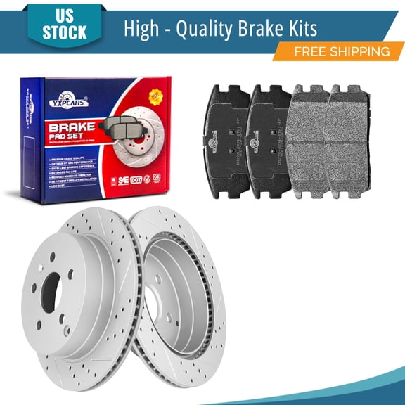 YXPCARS 6PCS Rear Brake Kits, Drilled & Slotted Brake Rotors   Ceramic Brake Pads Kit for Chevrolet Equinox GMC Terrain 2010-2017 All Models (55178 1275)