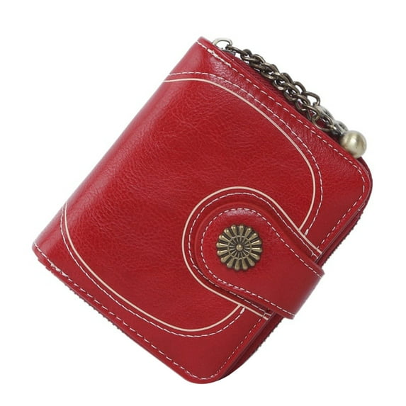 Sonceds Vintage Oil Wax Leather Women Short Wallets Small Cute Purse Coin Pocket Card Holder Female Handbag
