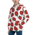 thumbnail image 2 of Lsque Hand Drawn Strawberry Patten Youth Hoodie Sweatshirt Pullover with Kangaroo Pocket Boys and Girls Hoodie Warm Hoodie for Kids-Medium, 2 of 6
