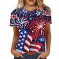 thumbnail image 4 of Jophufed Summer Tops for Women 2025 Summer Casual Crewneck Short Sleeve T-Shirts Flag Print Fit Basic Tops Tees Blouses Labor Day Sale, 4 of 5