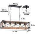 thumbnail image 4 of Kitchen Island Lighting, 33.5-Inch 5 Lights Farmhouse Linear Chandelier for Dining Room Pool Table Pendant Light Fixture, Rustic Wood Grain Finish, Industrial Pendant Light, 4 of 7