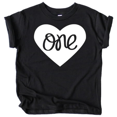 

One in Heart 1st Birthday Shirt for Baby Girls First Birthday Outfit Black Shirt