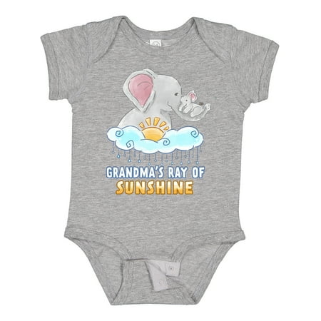

Inktastic Grandma s Ray of Sunshine Cute Elephants Rainclouds and Sun Gift Baby Boy or Baby Girl Bodysuit