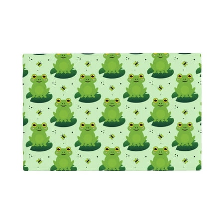 

Placemats Set of 4 Cute cartoon frog butterfly green Heat Resistant Non - Slip Place mats Waterproof table mat for Kitchen Dining-6片装