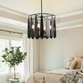 thumbnail image 2 of LovingAHome Industrial 6-Light Luxury Wind Chimes Black Ceiling Chandelier for Bedroom, Dining Room, 2 of 7