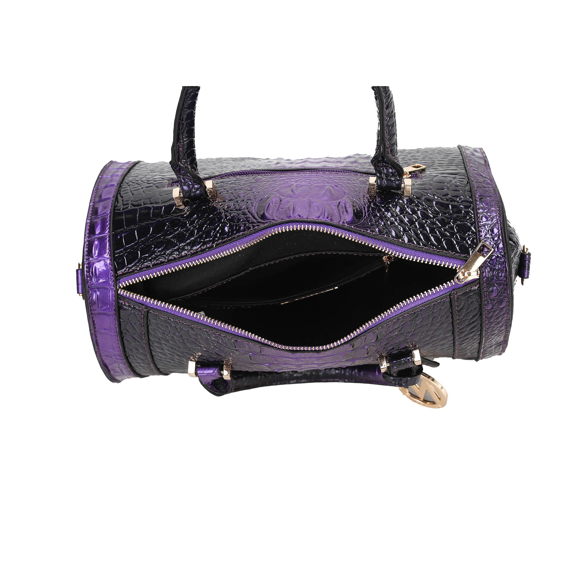 MKF Collection Usal Croc-Embossed Satchel Women's Bag Vegan Leather, Stylish Handbag with Spacious Compartments by Mia K-Blue