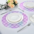 thumbnail image 6 of Pink Blue Mermaid Scales Round Placemats Washable Placemats Non-Slip Heat-Resistant Table Place Mats for Dining Kitchen Holiday Party Table Decoration 15.4"-6PCS Table Mat, 6 of 7