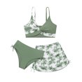 thumbnail image 2 of 3Pcs Teens Girl Summer Adjustable Strap Bikini Swimsuit Set Tropical Floral Bathing Suit Swimwear With Coverup Skirt 9-16Y, 2 of 8