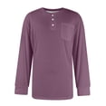 thumbnail image 6 of GrmtClth Henley Shirts for Men Casual Fit Long Sleeve Button Up T-Shirts Hombre Lightweight Pullover Shirt with pocket Dark Purple S, 6 of 6
