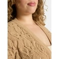 thumbnail image 4 of Terra & Sky Women's Plus Chenille Crochet Cardigan Sweater, Midweight, Sizes 0X-5X, 4 of 5