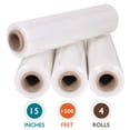 thumbnail image 2 of PackageZoom 4 Rouleaux 18 Pouces x 1500 Pieds Pellicule Extensible Robuste, Pellicule Rétractable de Qualité Industrielle, Pellicule Extensible Haute Performance Calibre 55 Remplace les Pellicules Basses Calibre 80, Pellicule Extensible Transparente à la Main, 2 of 5