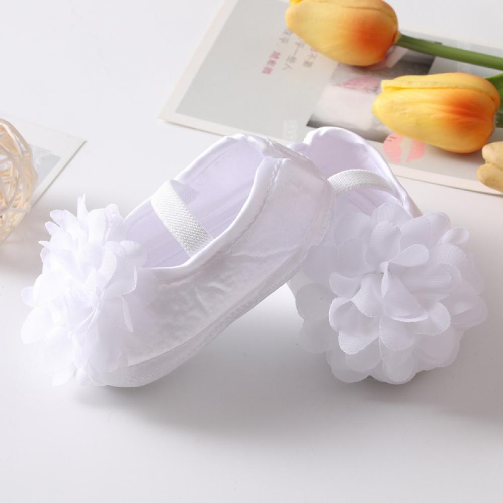 Baby Girls Bowknot Princess Shoes Headband Set,Soft Sole Floral Mary Jane Flats Infant Princess Prewalkers Toddler Wedding Dress Shoes,Non-Slip Toddler First Walkers Christening Baptism Crib Shoes - image 3 of 7