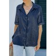 thumbnail image 2 of ABPHQTO Blusa De Mujer Satén Manga Corta Jacquard Leopardo Azul, 2 of 5