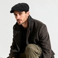 thumbnail image 2 of Minzimin Men's 8 Piece Newsboy Flat Cap Cotton Newsboy Gatsby Ivy Cap Cabbie Driving Hat Octagonal Golf Beret Hat, 2 of 6