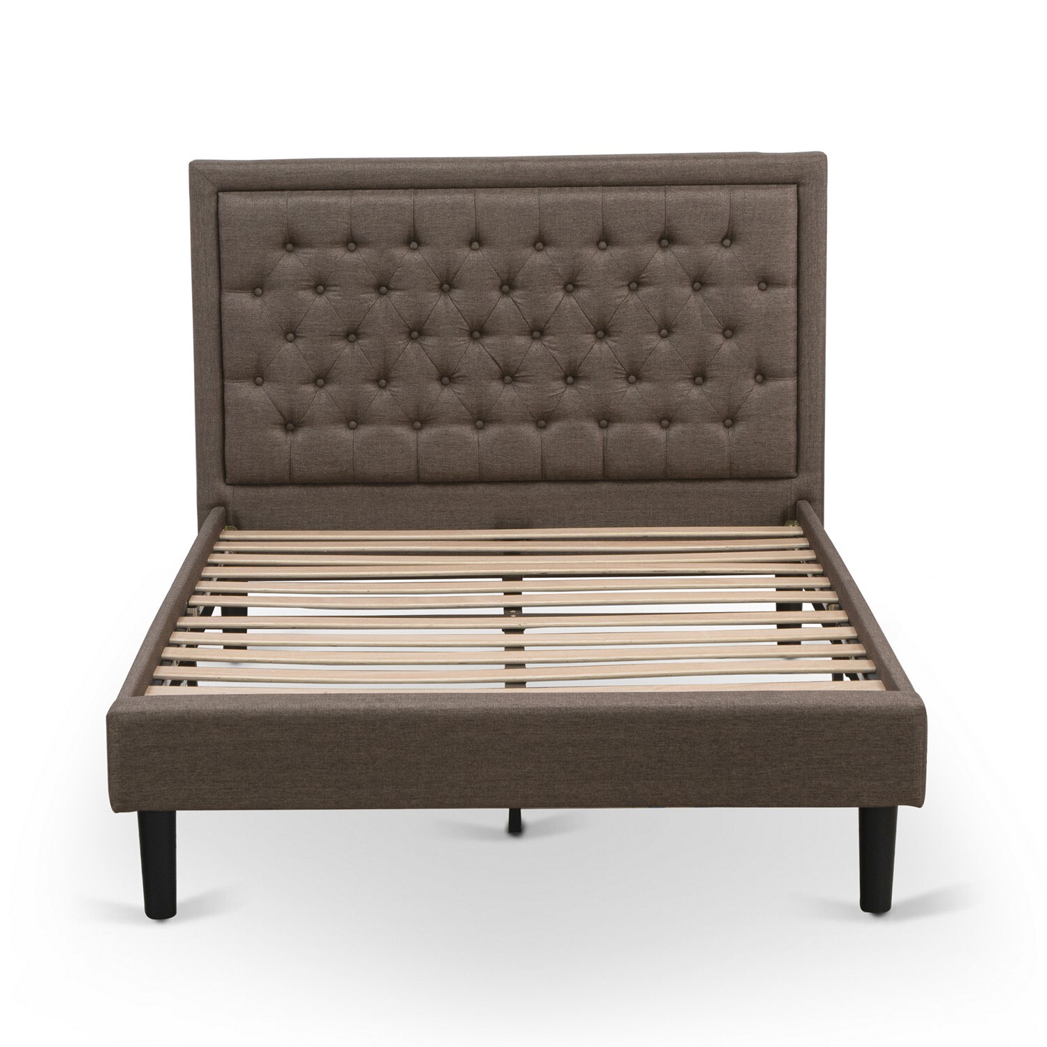 East West Furniture 2-piece Wood Platform Full Bedroom Set in Brown/Jacobean - image 3 of 5