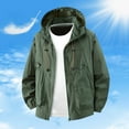 thumbnail image 2 of JTieacloth Men's Warm Jacket Men's Lightweight Casual Hooded Jacket Water Spring Summer Outdoor Hiking Windbreaker Thin Comfortable Daily Wear Green, 2 of 3