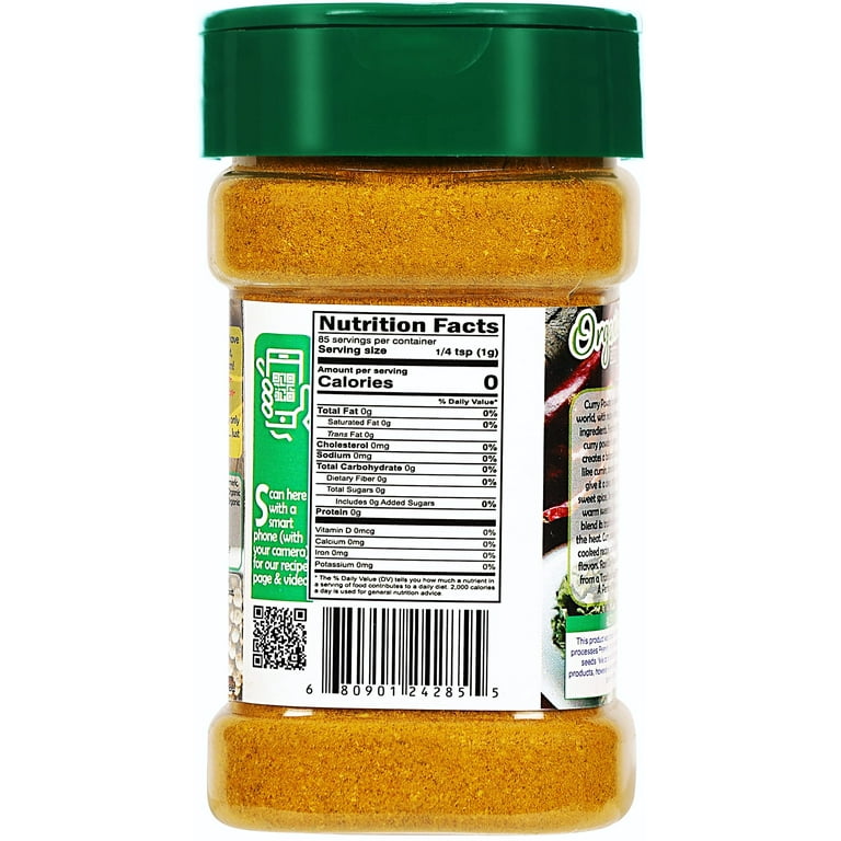 Rani Organic Hot Curry Powder, 9-Spice Blend, 3oz Jar, Vegan