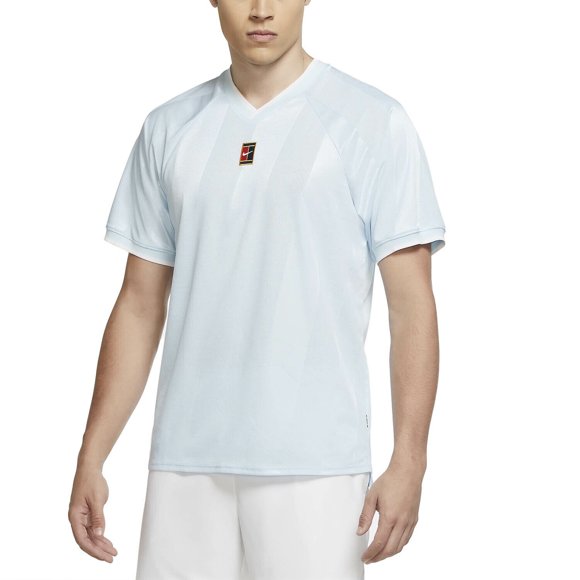Nike CK9799-449 Court Breathe Slam Tennis Crew Tee Topaz Mist ( M )