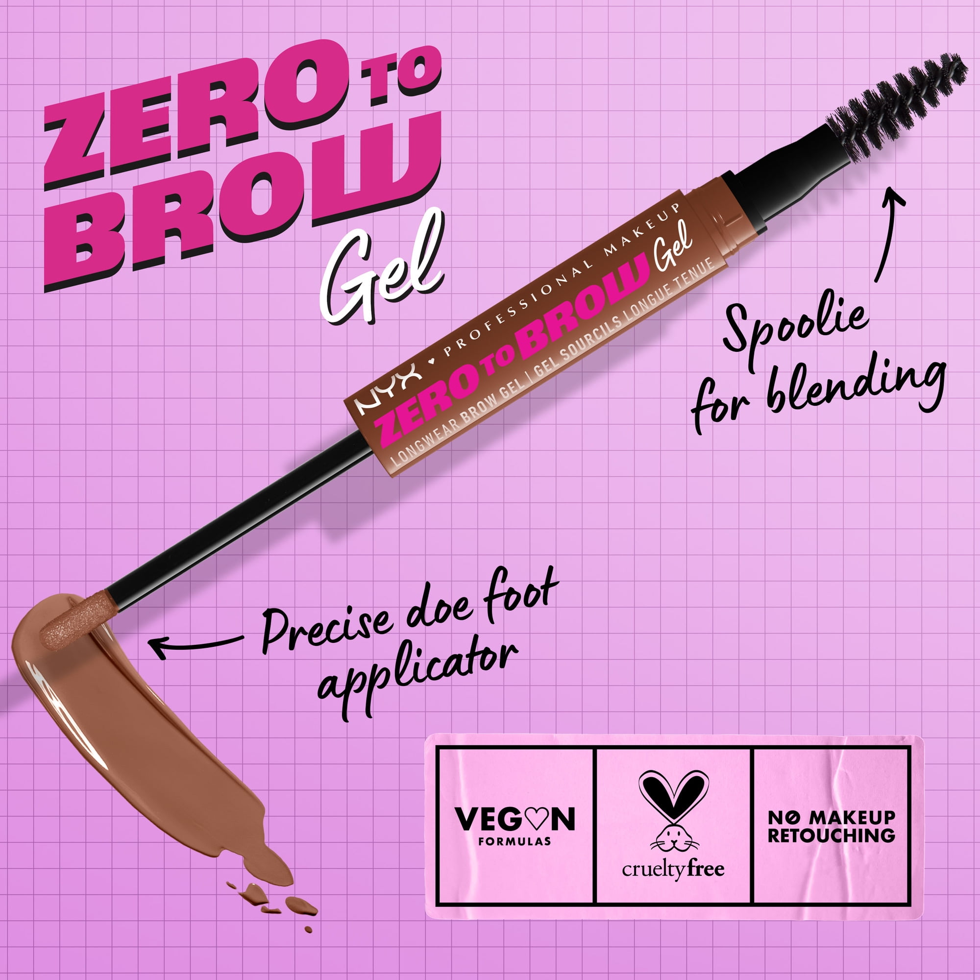 NYX Professional Makeup Zero to Brow Longwear Eyebrow Gel, Auburn, 0.06 fl oz