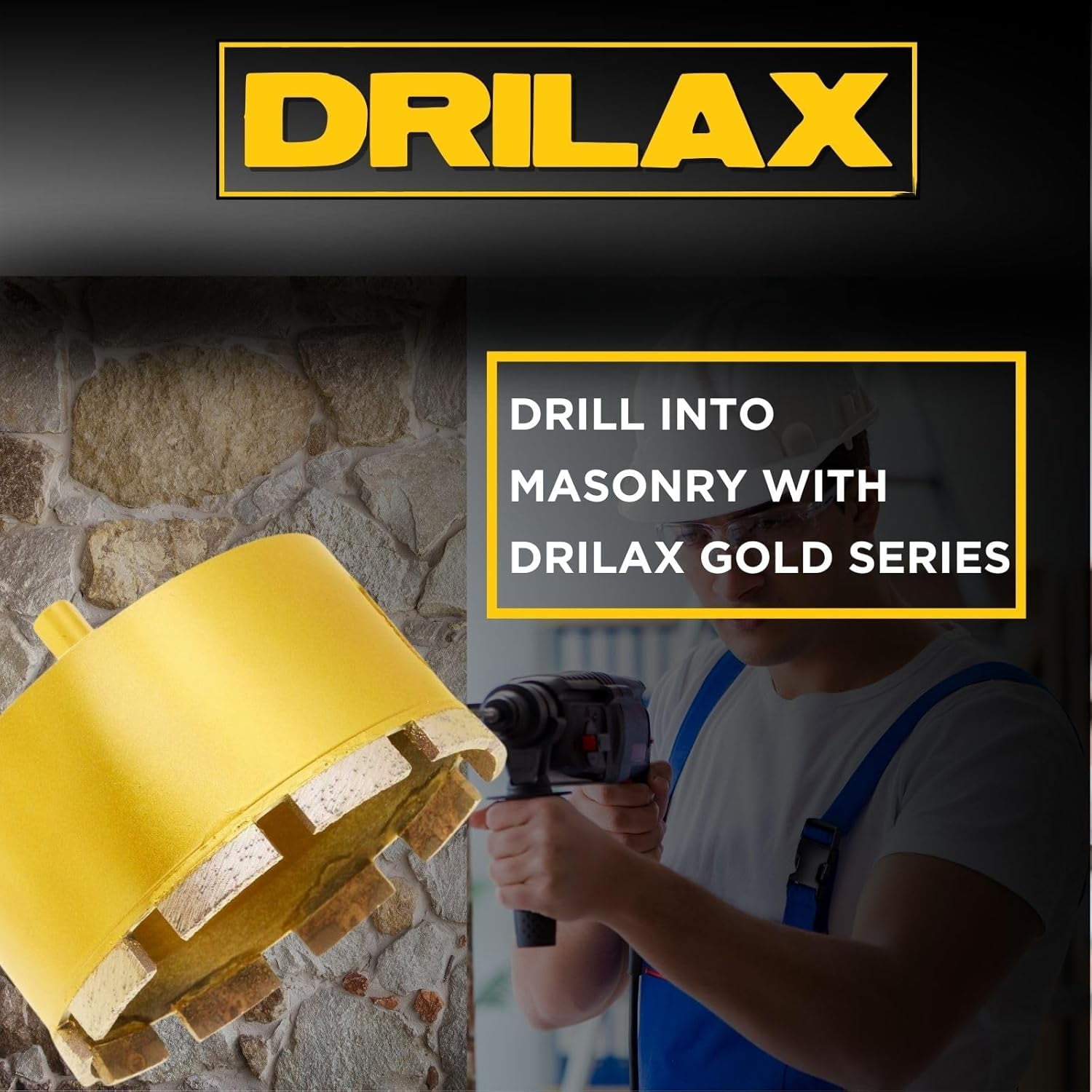 DRILAX 4 inch Diamond Hole Saw Drill Bit Heavy-Duty for Concrete Brick Masonry Block