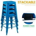 thumbnail image 4 of Stackable Bar Stools Set of 4, 24 Inch Metal Counter Height Stools for Indoor Outdoor Kitchen Patio Classroom Garden, Industrial Barstools (Blue), 4 of 8