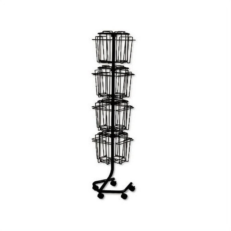 Wire Rotary Display Racks, 16 Compartments, 15w x 15d x 60h, Charcoal Wire Rotary Display Racks, 16 Compartments, 15w x 15d x 60h, Charcoal