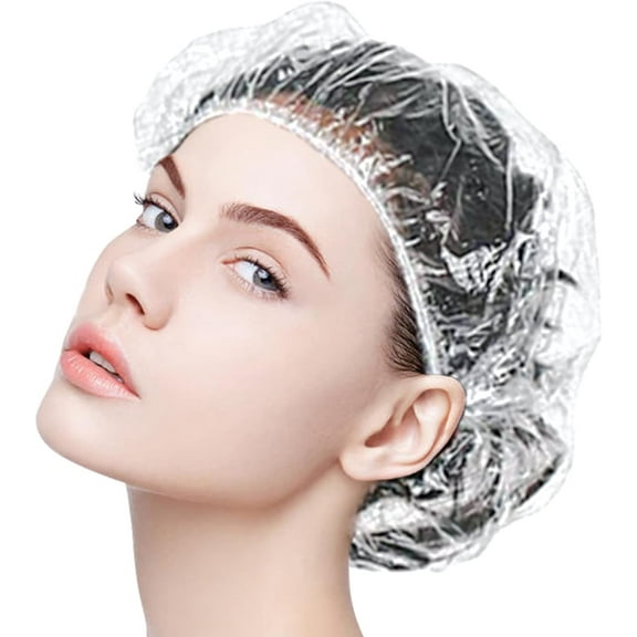 200PCS Disposable Shower Caps, Extra Elastic Large Shower Cap for Women- Waterproof Hair Cap for Shower Home Use Hotel and Hair Salon Plastic Shower Cap