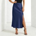 thumbnail image 2 of ZHOGXU Elegant Midi Skirts For Womens Solid Color High Waist Straight With Slit New Clothes 2026, 2 of 4